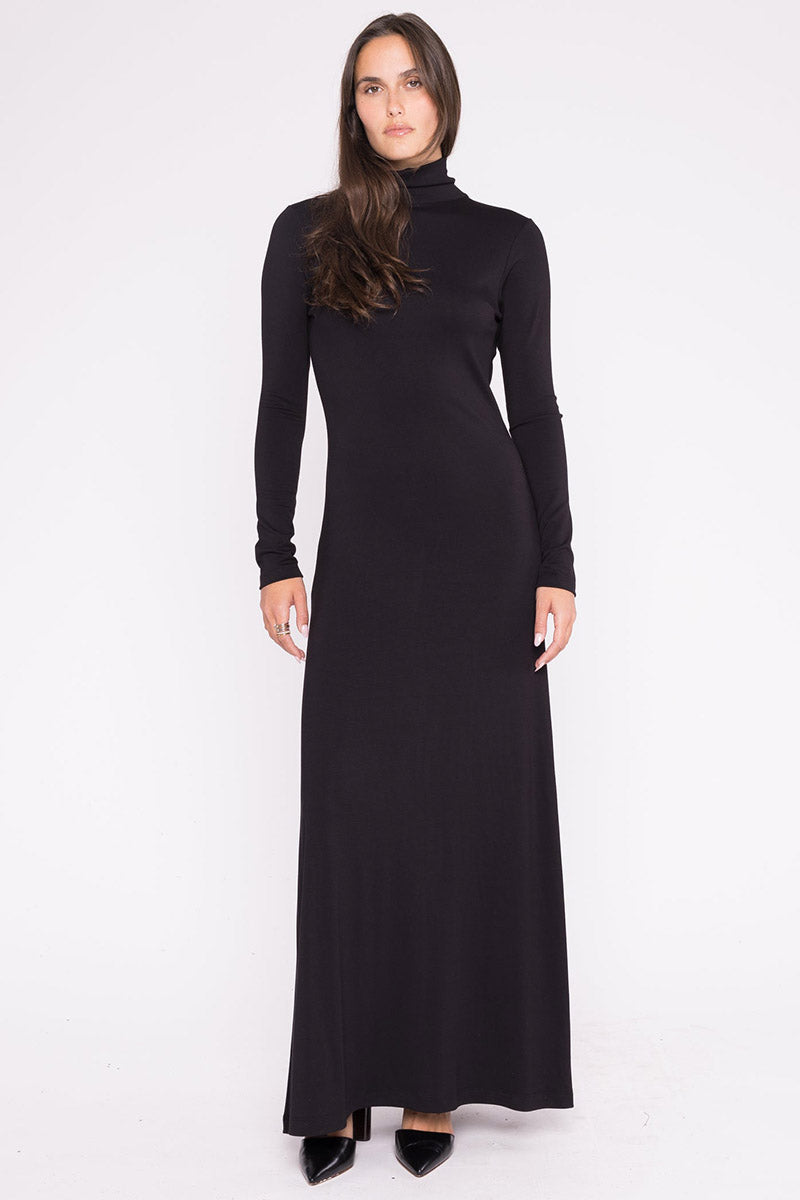 BACKLESS TURTLENECK DRESS Black / S BACKLESS TURTLENECK DRESS Black / S