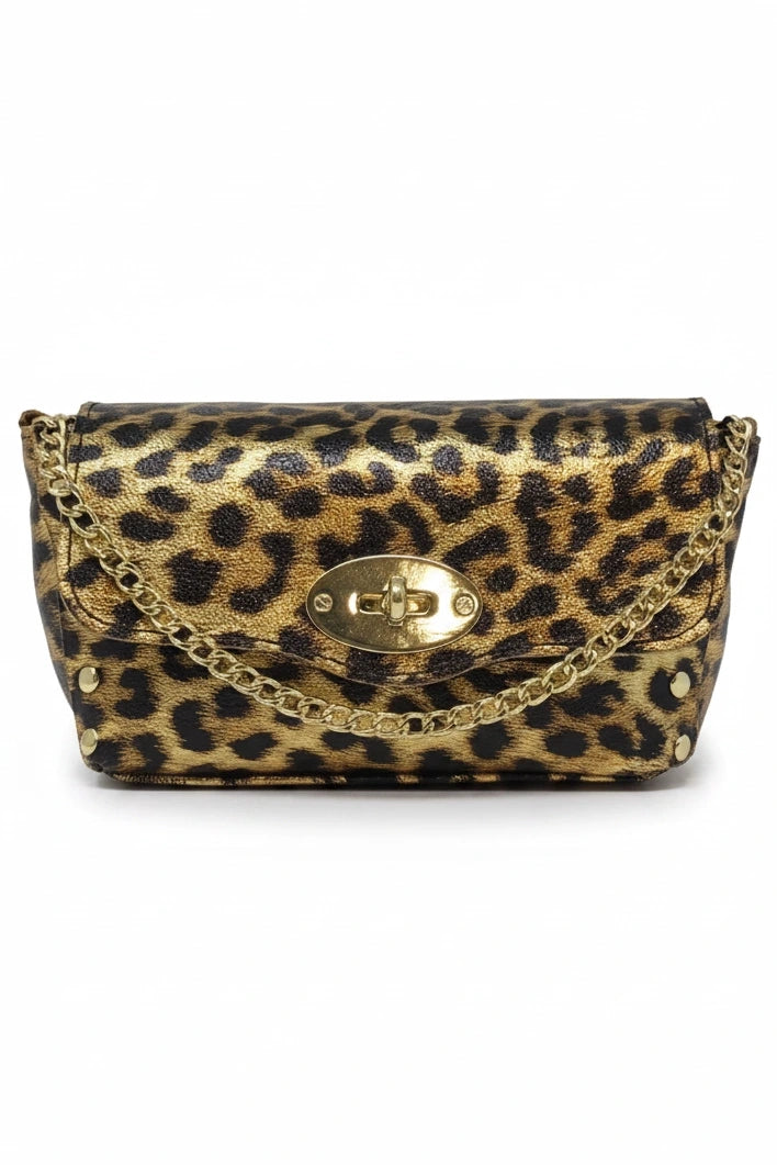 LEATHER TURN LOCK CROSSBODY BAG