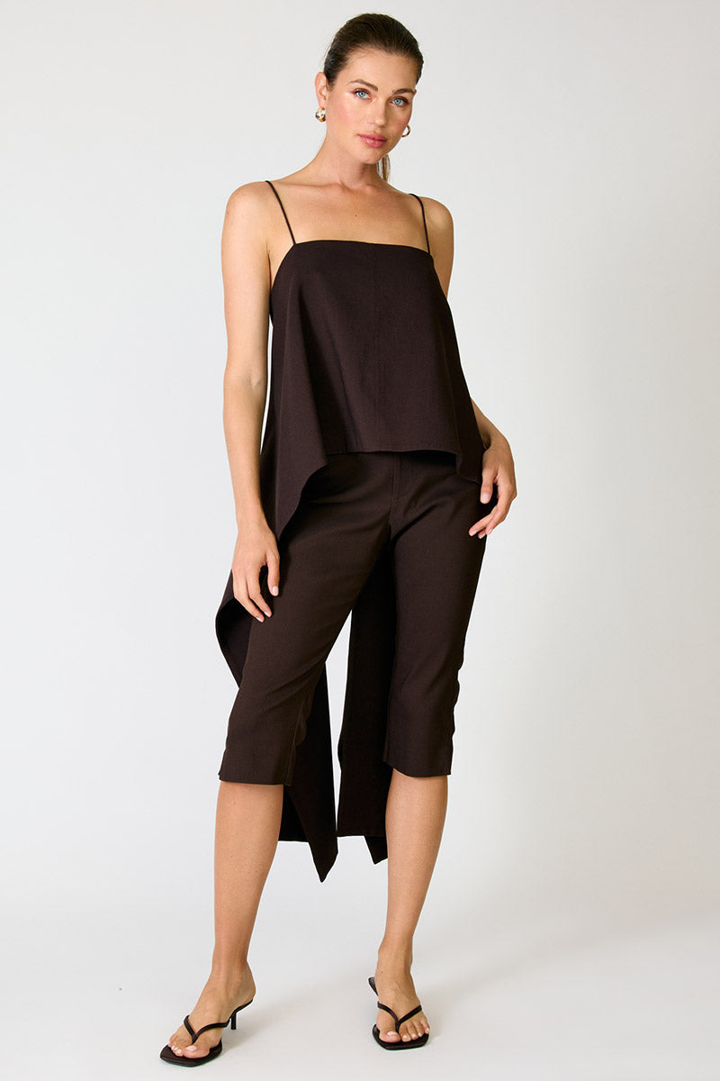 pedal pusher pants Line & Dot Women's Mid Rise Pants - Dark Brown