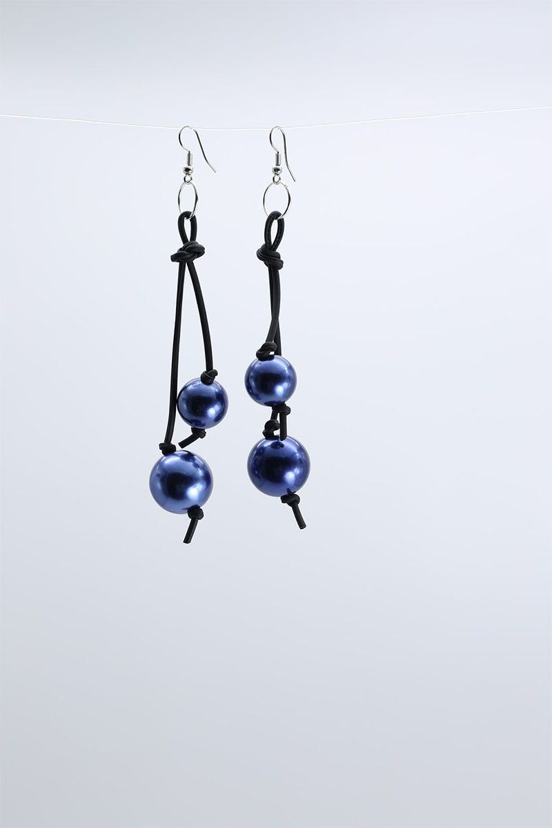 FAUX PEARL 2 LEATHERETTE EARRINGS