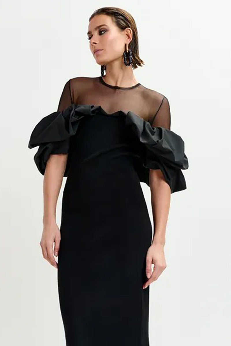 slim fit dress slacks SELENE Sequin Tulle Overskirt Fitted Dress Elegant Prom Gown One Honey
