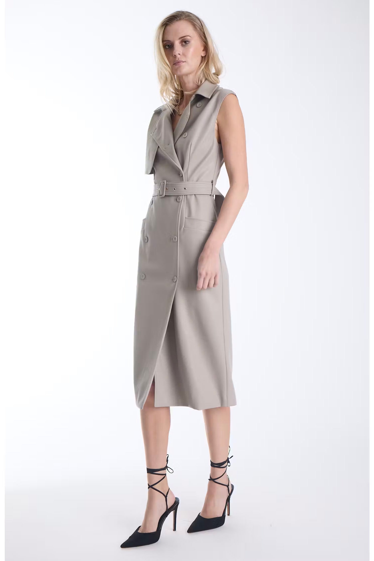 MILA VEGAN LEATHER TRENCH DRESS