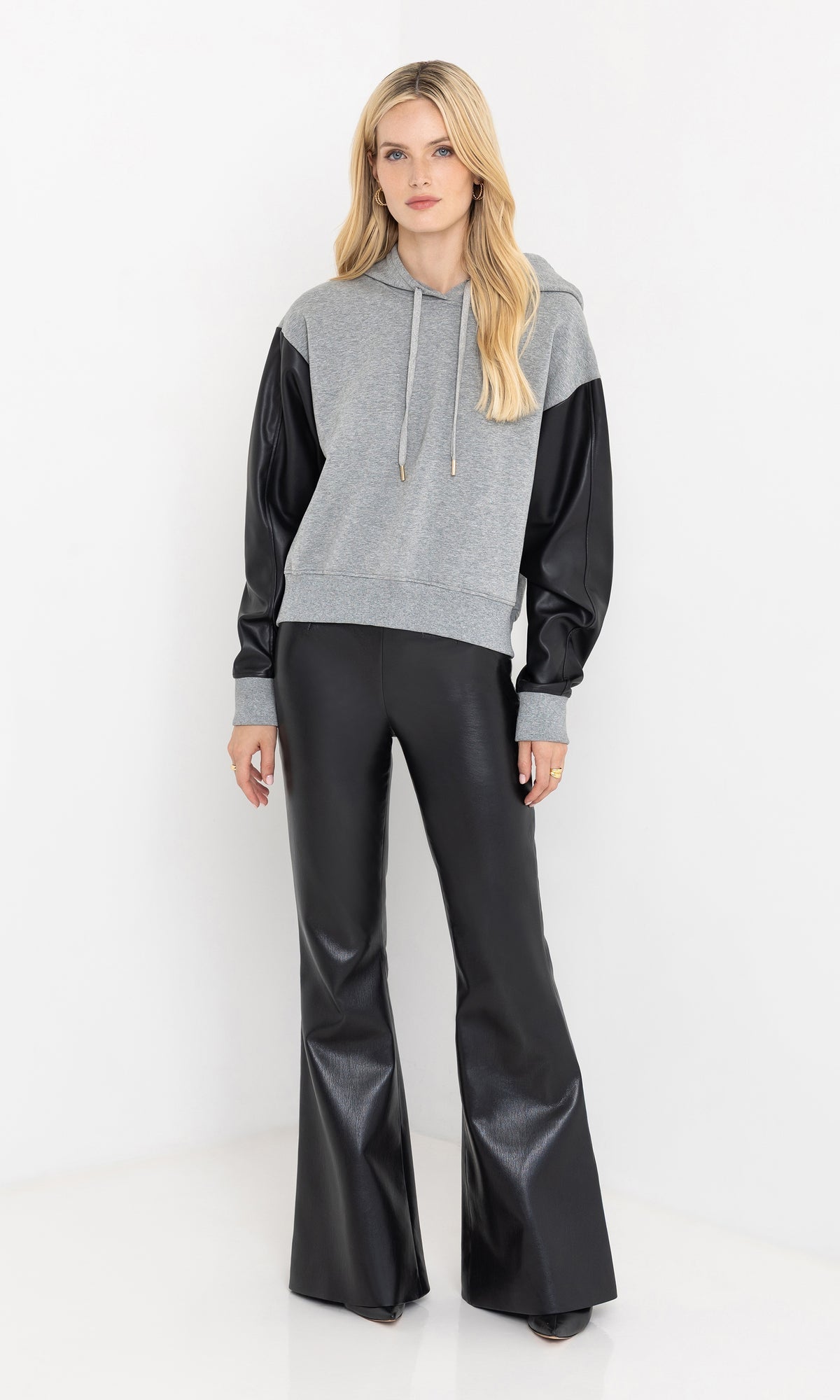 LISBET VEGAN LEATHER COMBO HOODIE