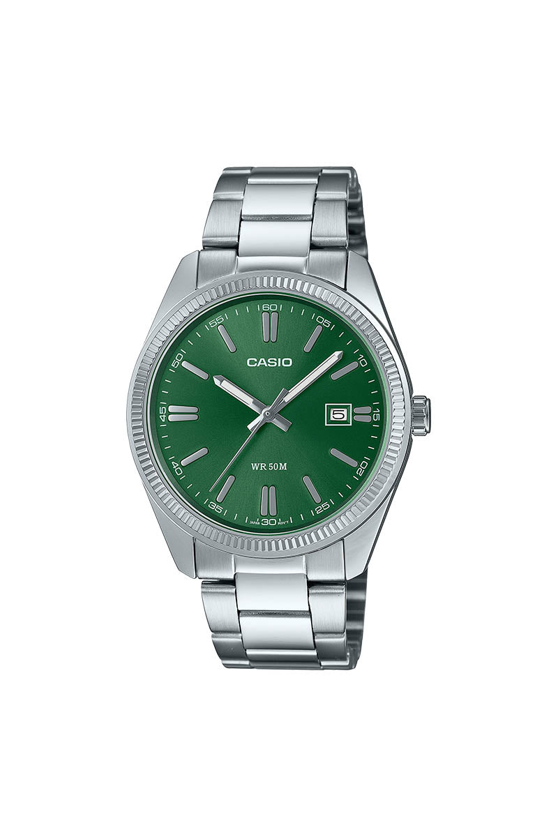 CASIO VNTG ROUND GREEN DIAL