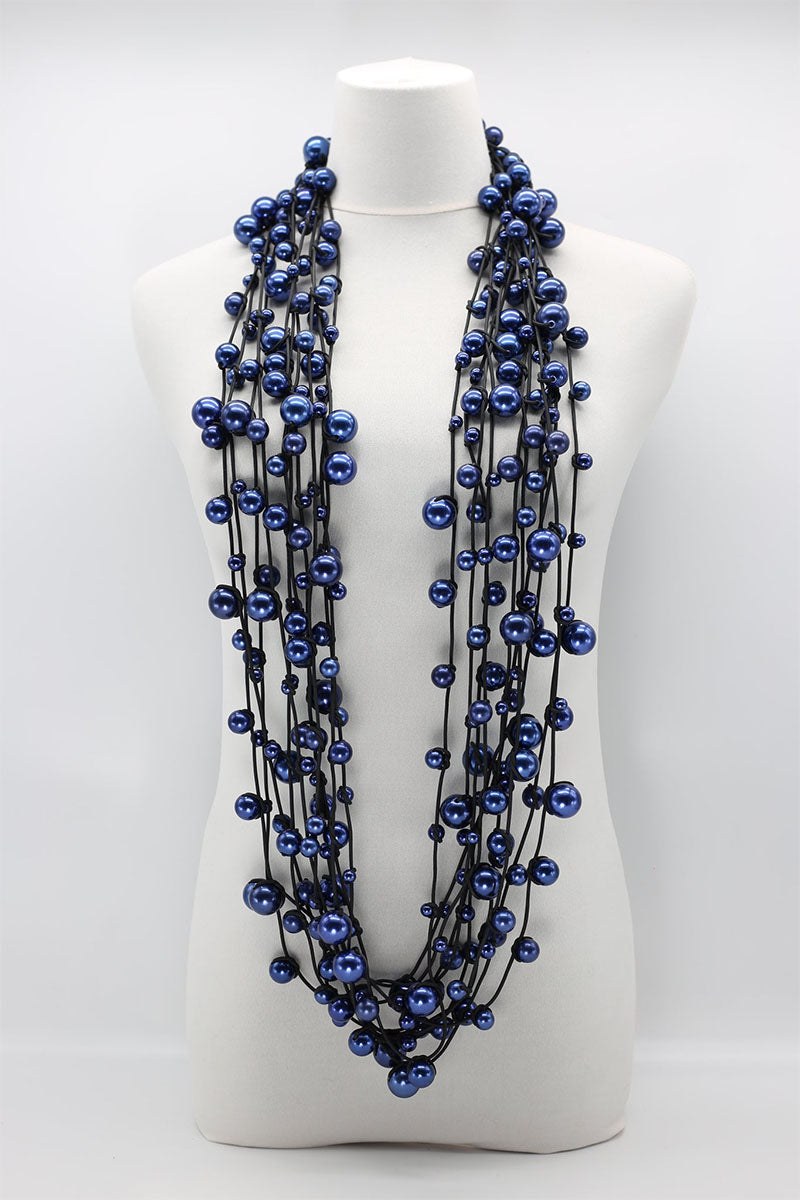 SINGLE STRAND FAUX PEARL LEATHER NECKLACE