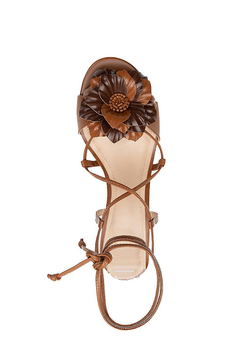 ORCHID LACE UP LEATHER SANDALS
