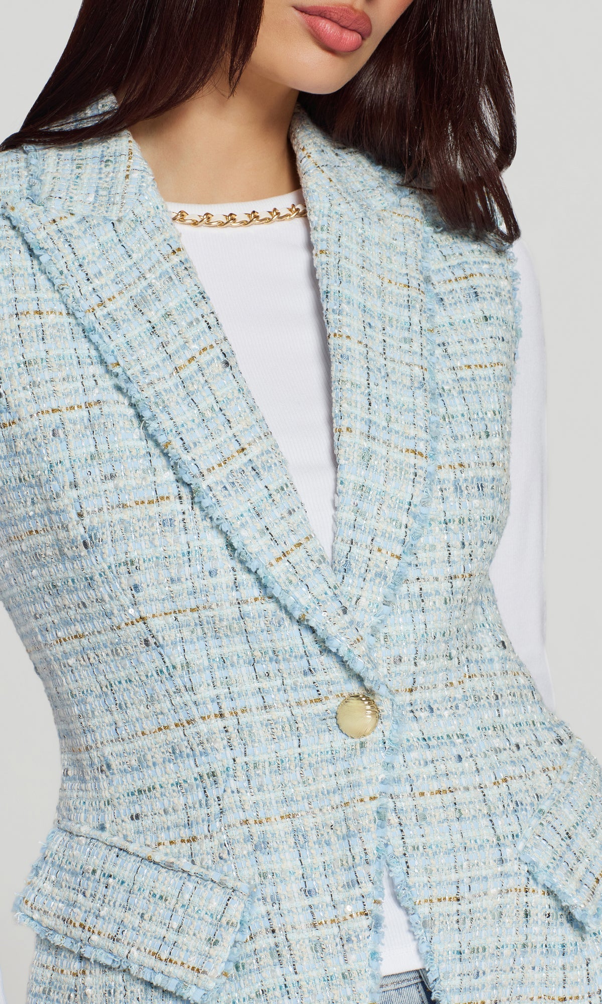 RIALTO TWEED SLEEVELESS BLAZER