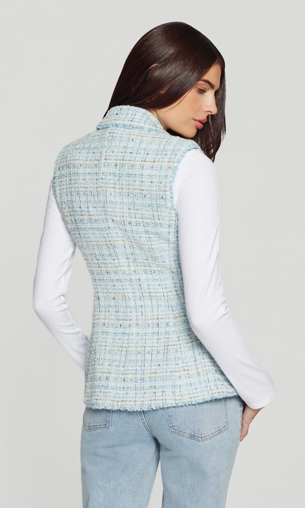 RIALTO TWEED SLEEVELESS BLAZER