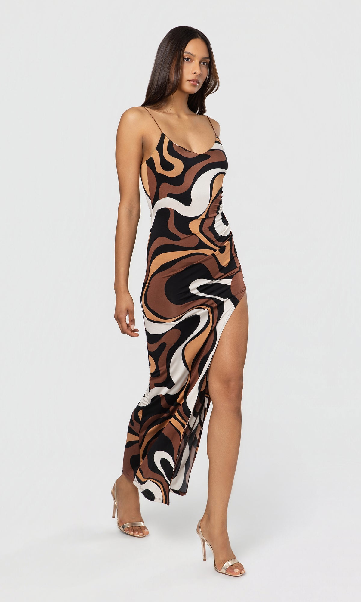 HAILEY GEO SHEEN JERSEY MAXI DRESS