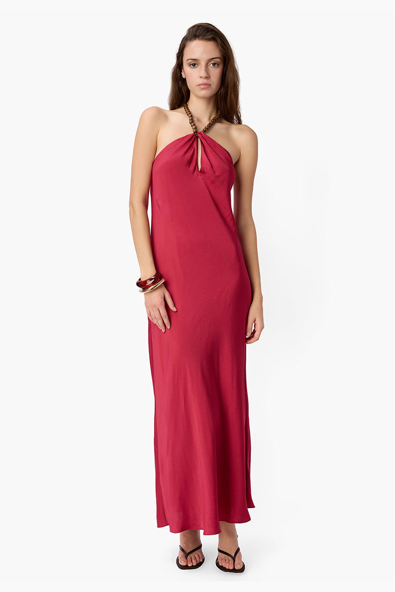 GIULIA HAMMERED HALTER DRESS