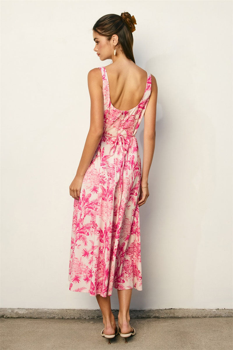 LAGUNA PALM SQUARE NECK DRESS