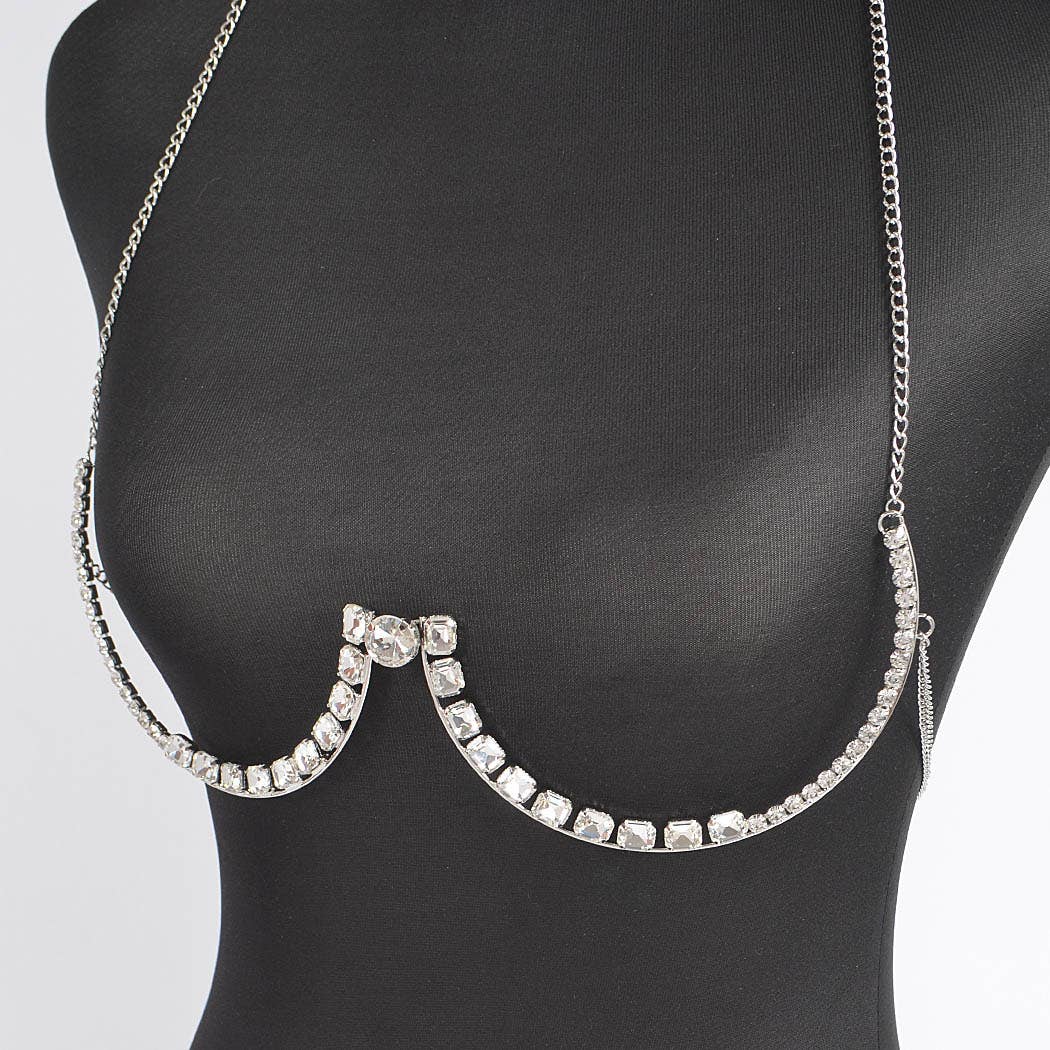 Rhinestone Bra Chain: Gold