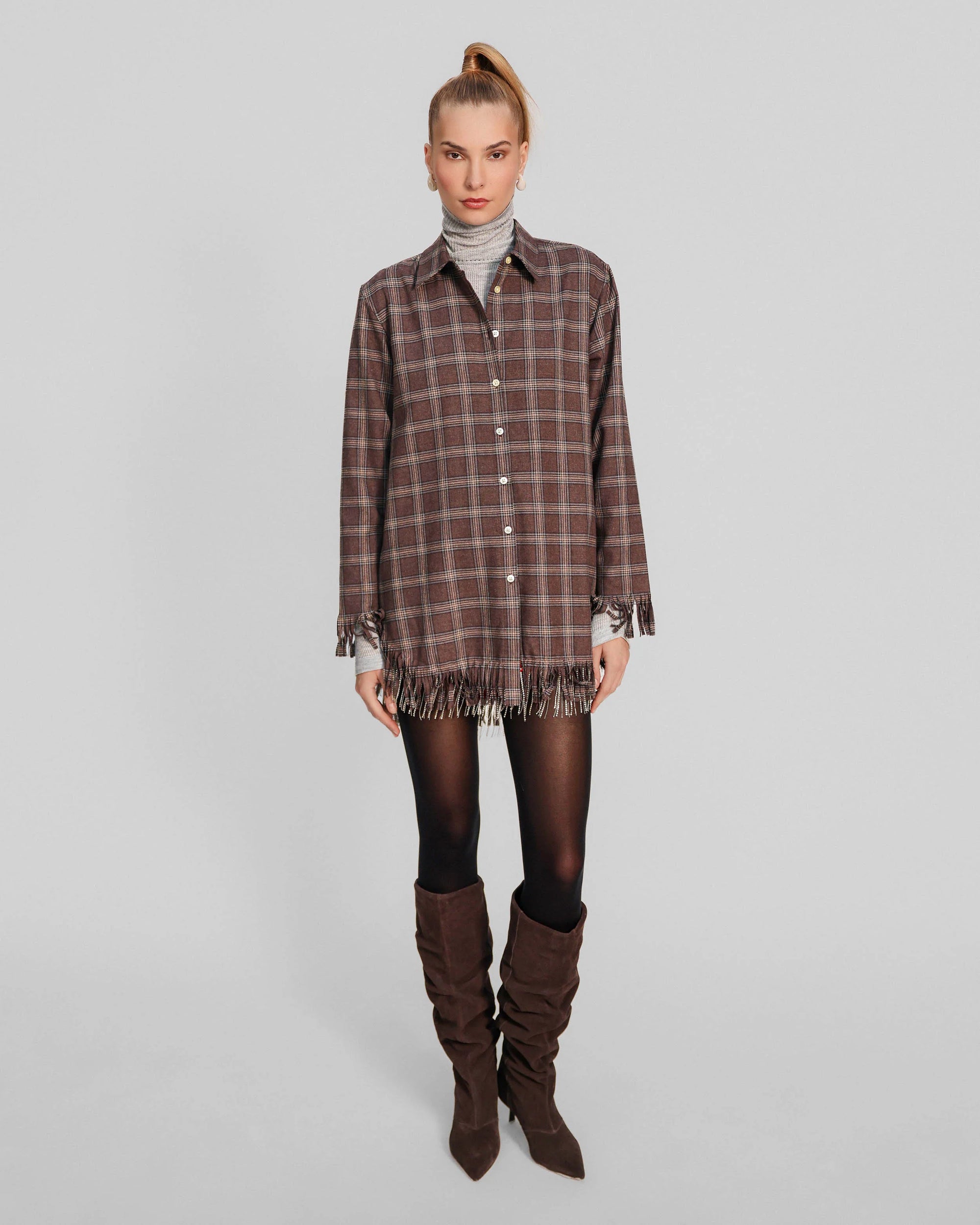 EUROPA FLANNEL CRYSTAL FRINGE DRESS
