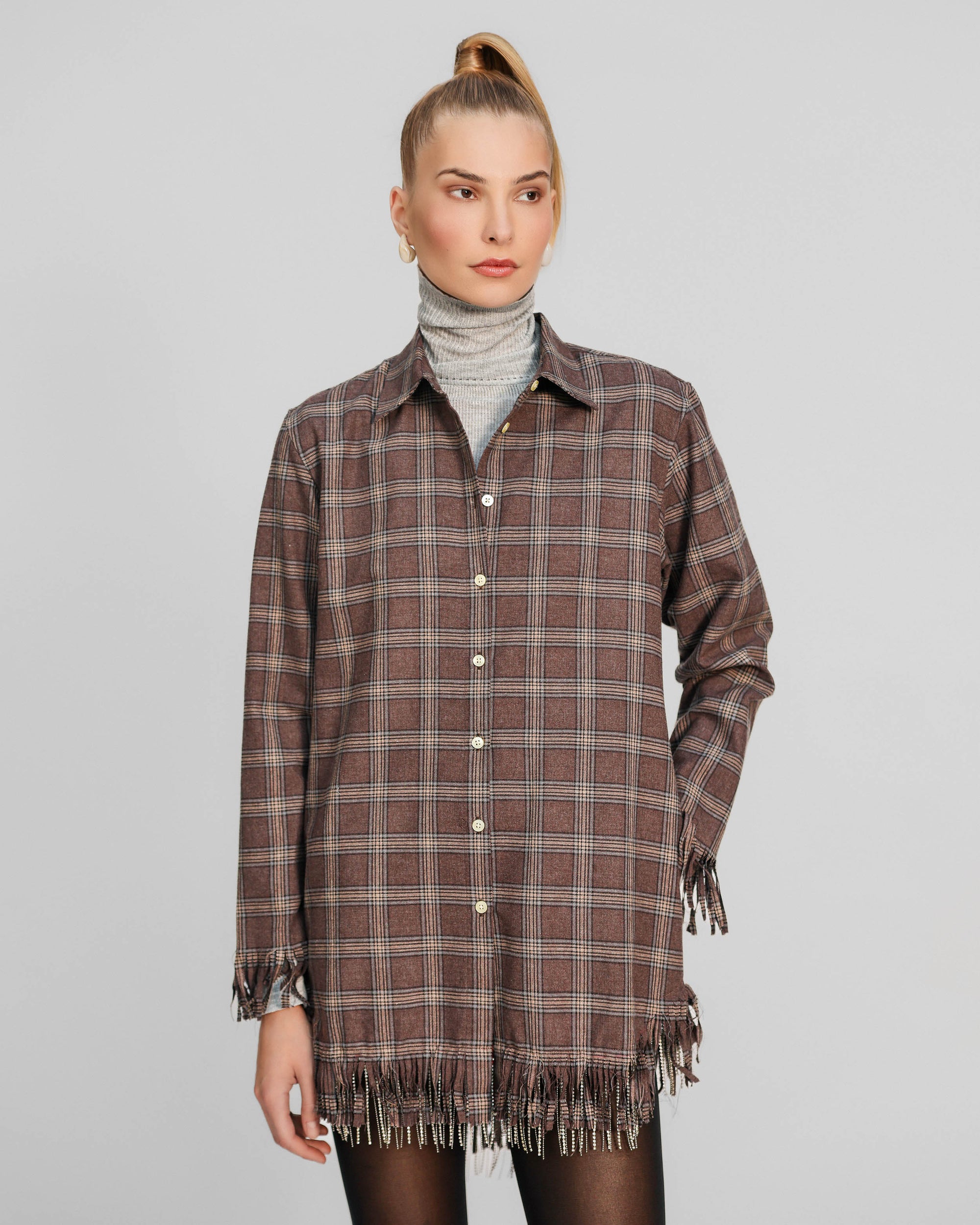 EUROPA FLANNEL CRYSTAL FRINGE DRESS