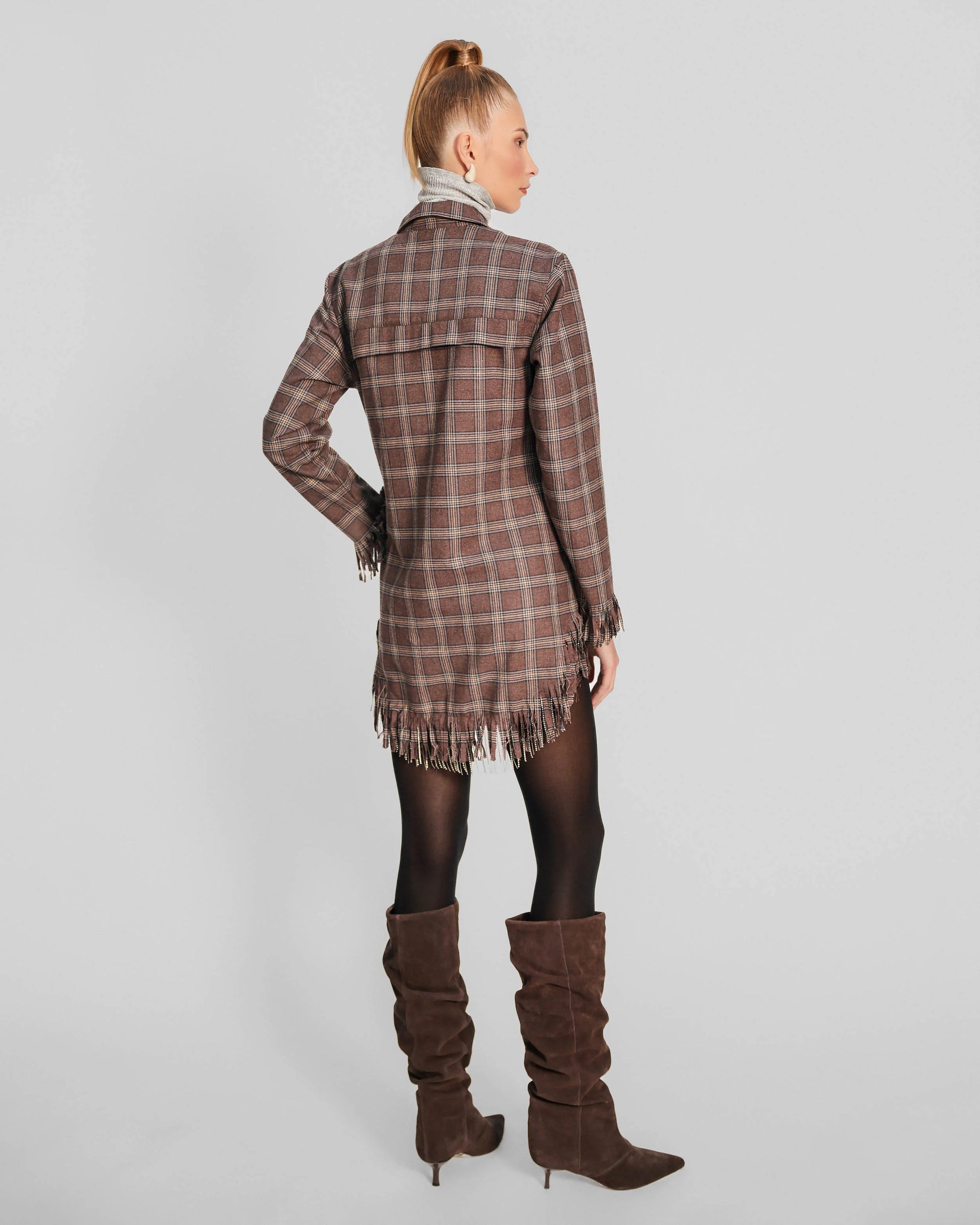 EUROPA FLANNEL CRYSTAL FRINGE DRESS