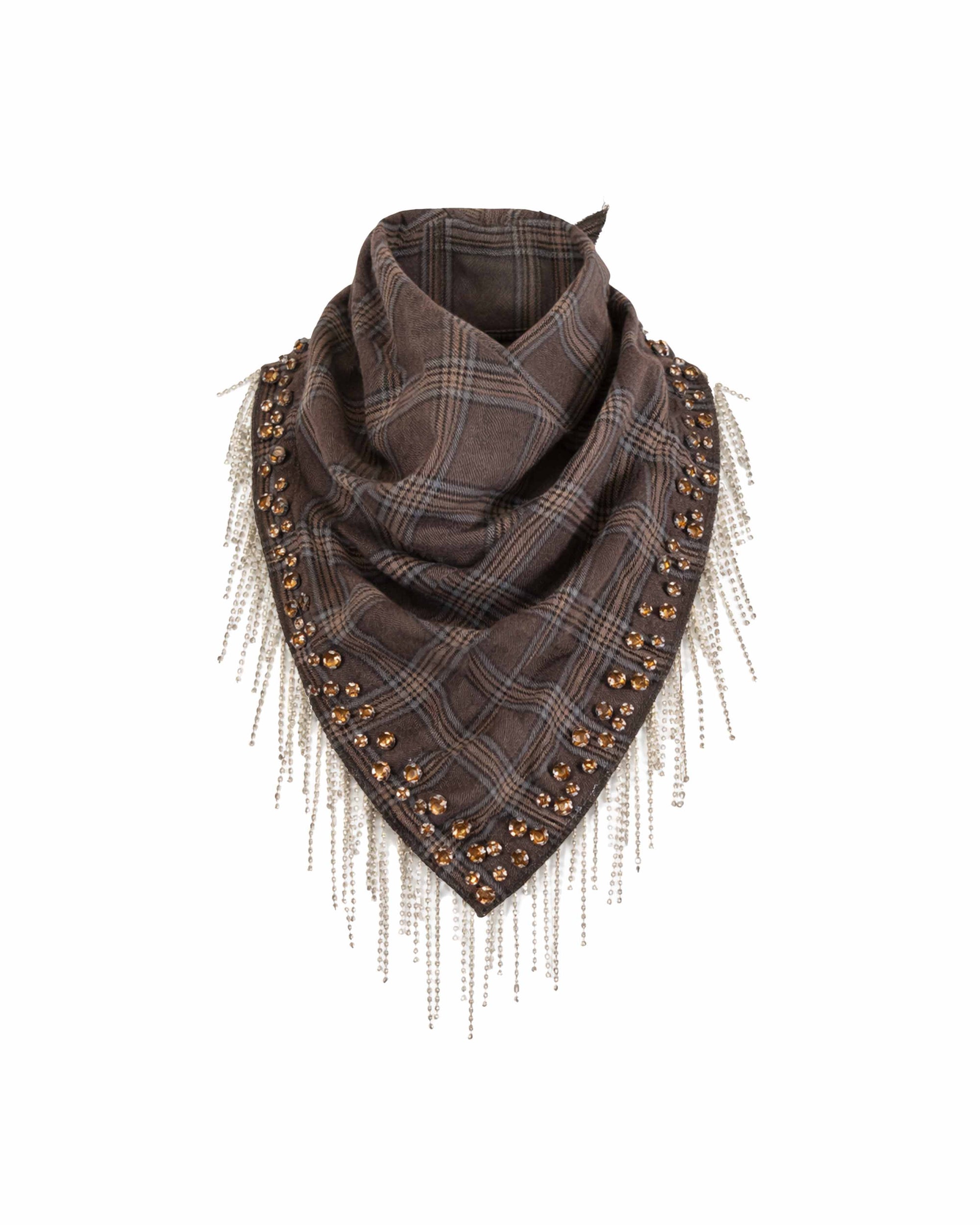 EUROPA PLAID FLANNEL EMBELLISHED SCARF