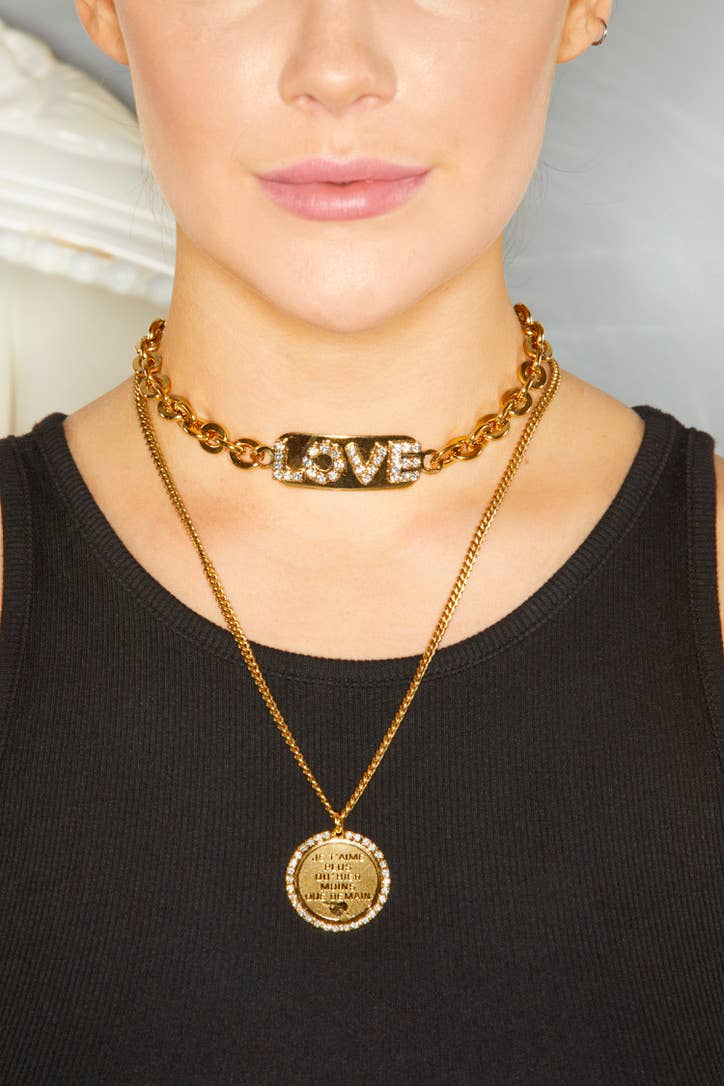 Love ID Necklace: Antique Gold
