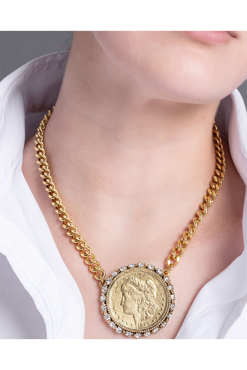 QUEEN COIN W/ CRYSTAL NECKLACE