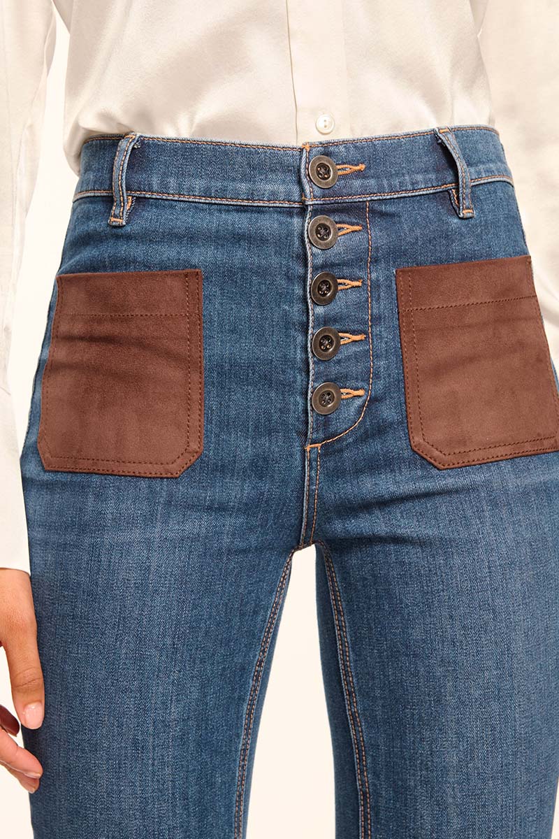 CINDY SUEDE COMBO JEANS
