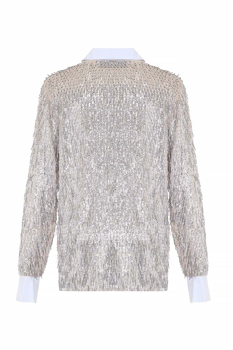 KLEIO SEQUINED COLLARED SHIRT