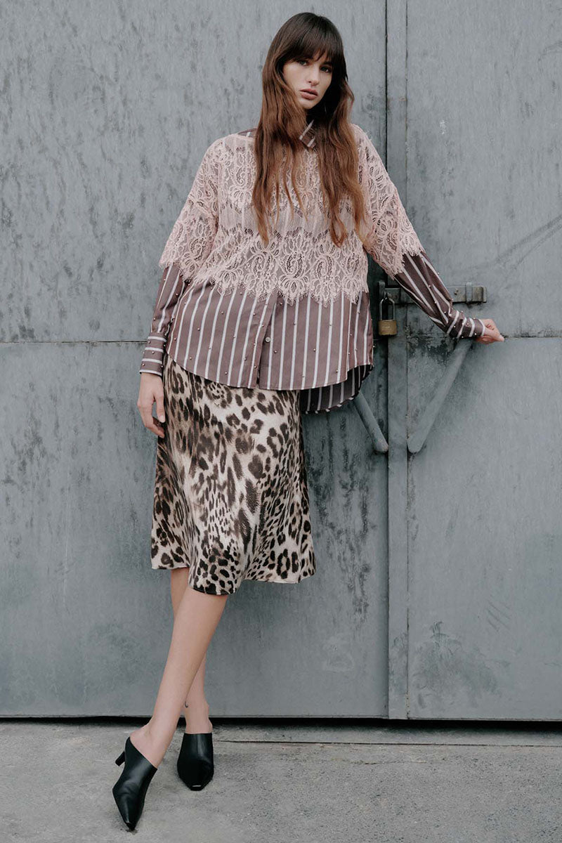 DANAE LEOPARD PRINT RUCHED SKIRT