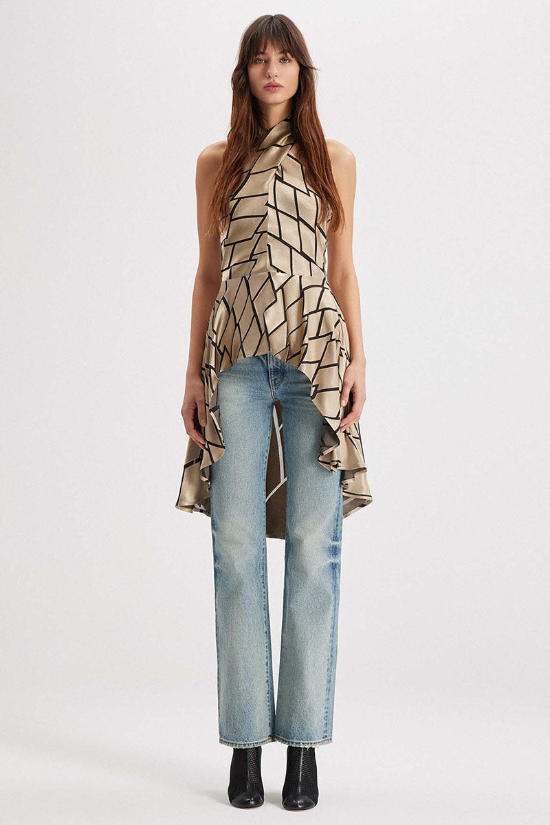 THEIA RETRO BURNOUT HALTER TOP