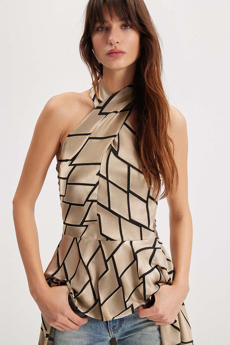 THEIA RETRO BURNOUT HALTER TOP