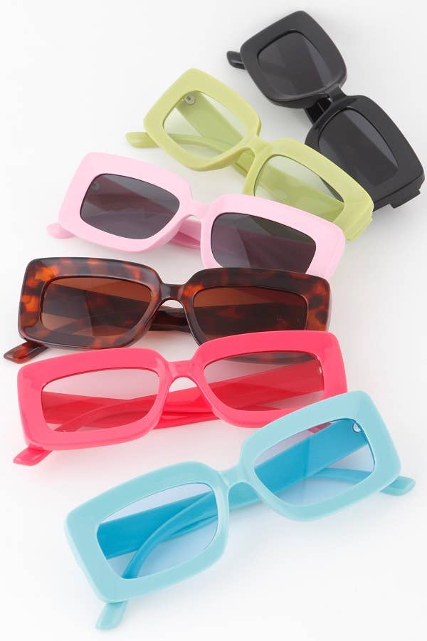 Bright Minimal Tinted Square Sunglasses: Multicolor