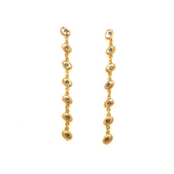 Multi Oval Drop Earrings w Burnished Crystal in Gold