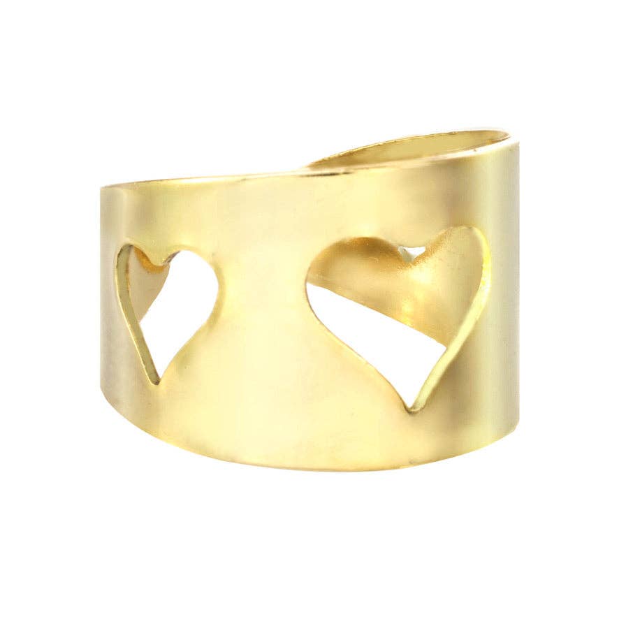 Charm Gold Ring Band: Heart